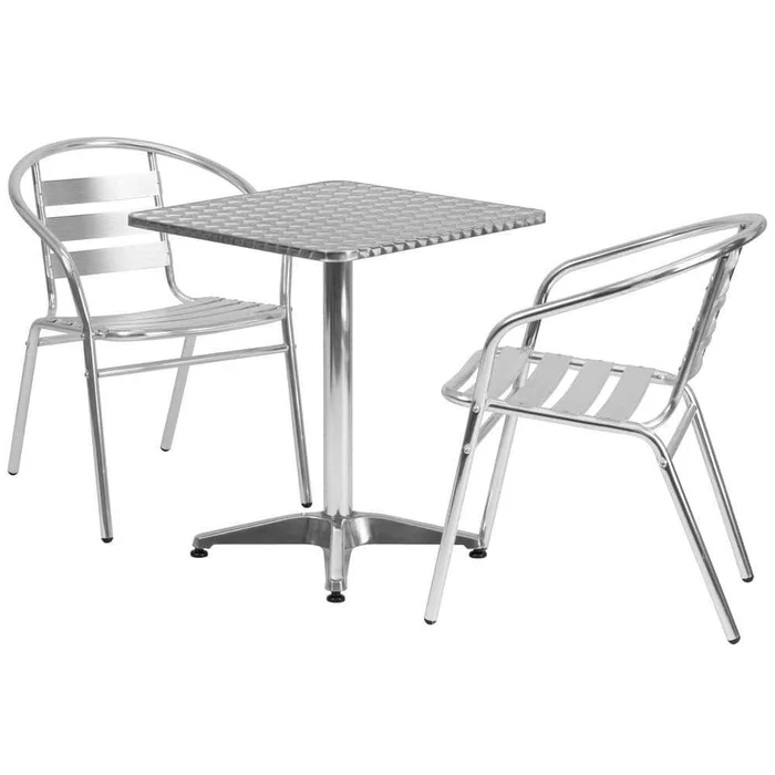 Carnegy Avenue 3-Piece Metal Square Outdoor Bistro Set in Aluminum