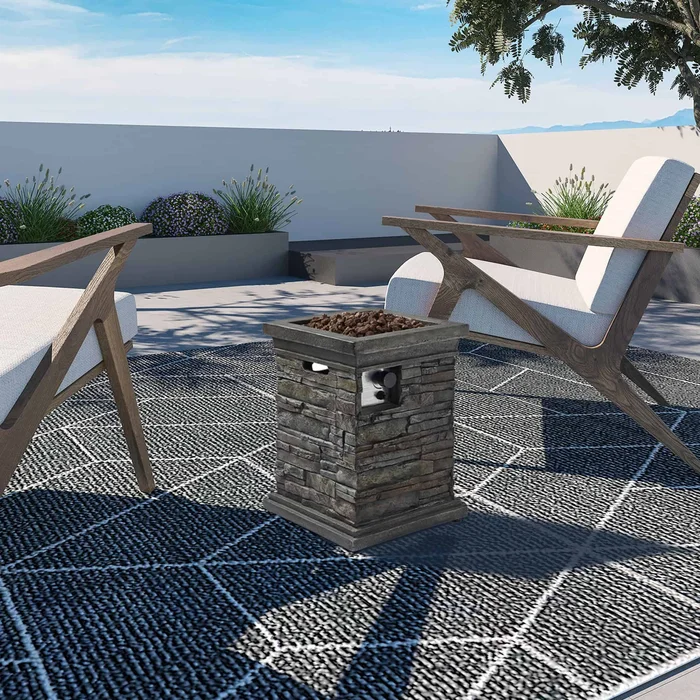 CASAINC Fire Pit Table 18-in W 30000-BTU Gray Portable Stainless Steel Propane Gas Fire Pit Table