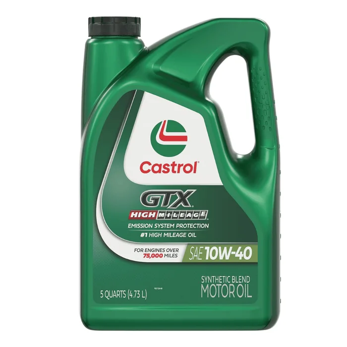 Castrol GTX High Mileage 10W-40 Synthetic Blend Motor Oil, 5 Quarts