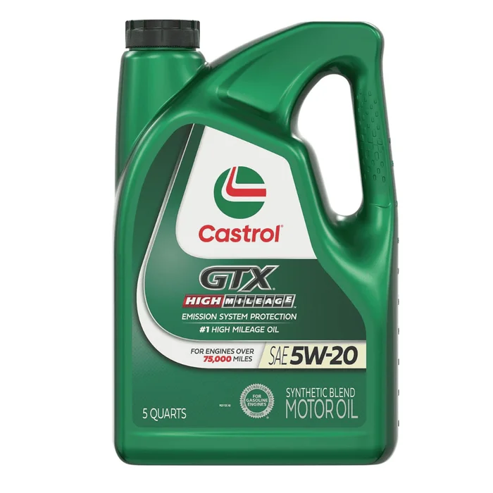 Castrol GTX High Mileage 5W-20 Synthetic Blend Motor Oil, 5 Quarts