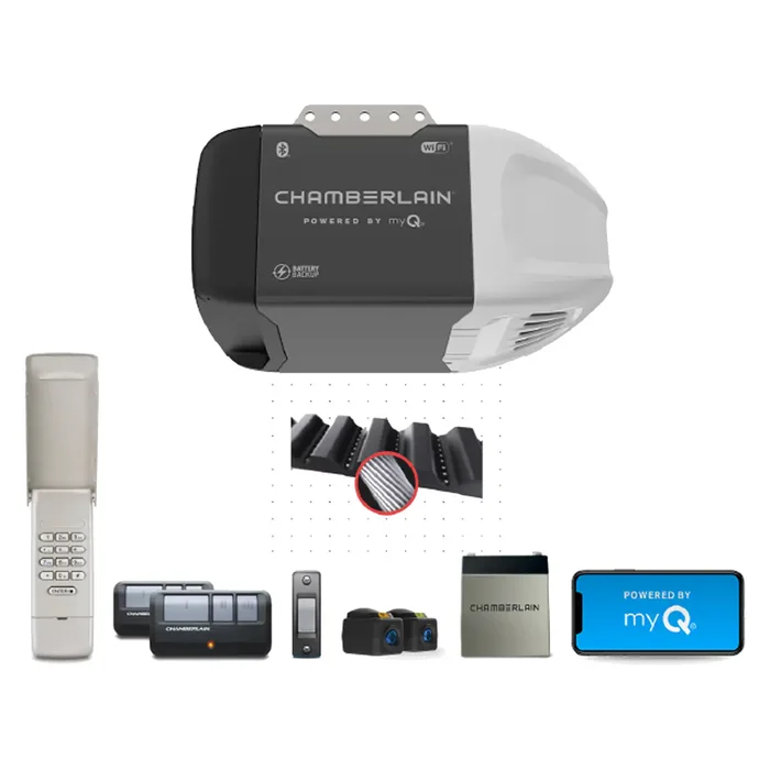 Chamberlain 1/2-HP Ultra-Quiet Smart Belt Drive Garage Door Opener Wi-fi Compatibility Battery Back-up