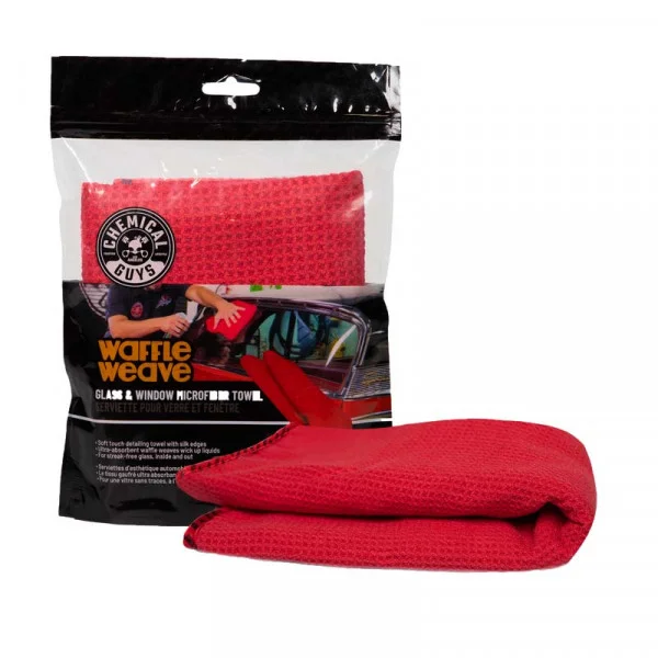 Chemical Guys Waffle Weave Glass And Window Microfiber Towel – Red