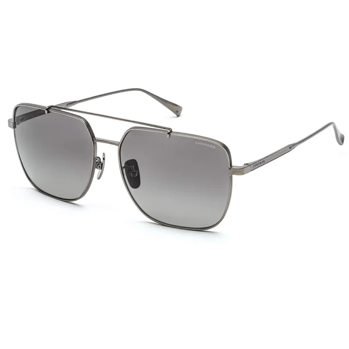 Chopard Men’s Sunglasses – Dark Ruthenium Aviator Shaped Metal Frame SCHC97M 568P