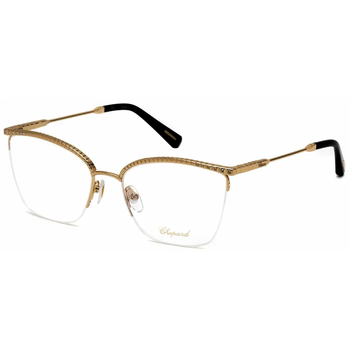 Chopard Unisex Eyeglasses – Shiny Rose Gold Cat Eye Half Rim Frame | VCHD13S 0300