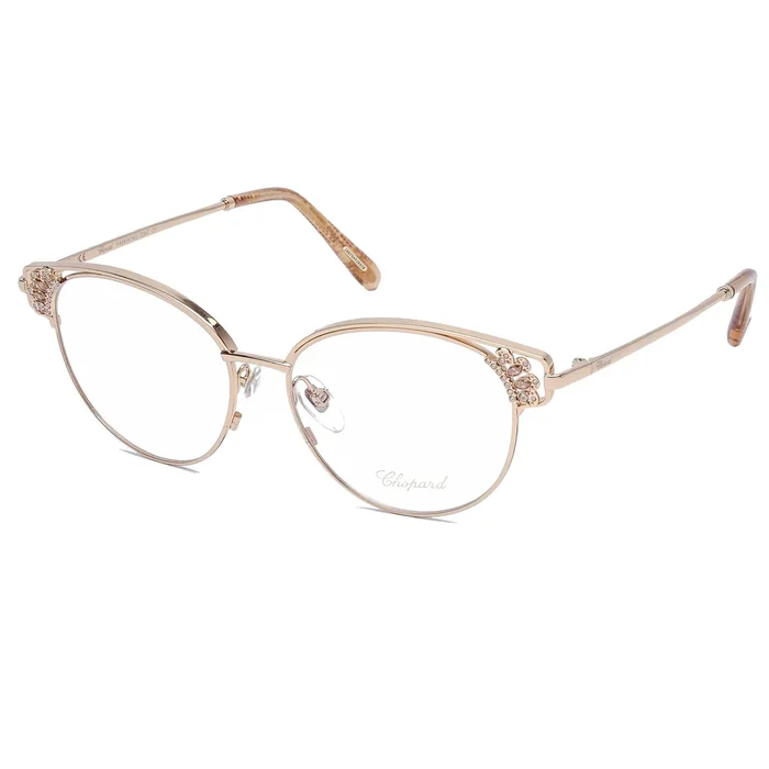 Chopard Women’s Eyeglasses – Gold Metal Round Frame Clear Demo Lens | VCHC51S 300Y