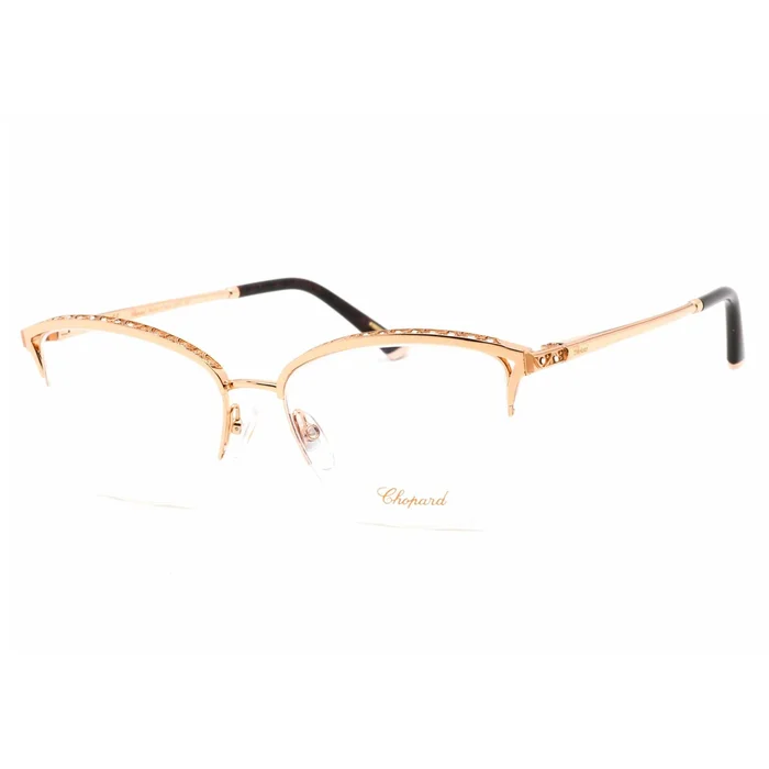 Chopard Women’s Eyeglasses – Shiny Embosed Brown Half Rim Metal Frame | VCHD49S 08FC