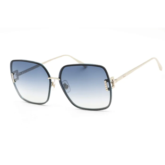 Chopard Women’s Sunglasses – Light Gold/Black/Blue Butterfly Shaped Frame SCHF72M SNAZ