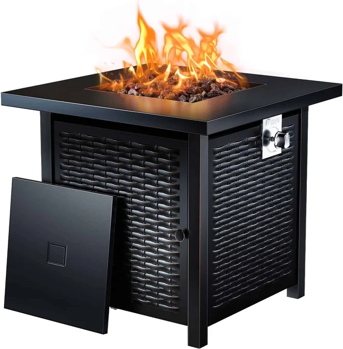 Ciays Propane Fire Pits 28 Inch Outdoor Gas Fire Pit, 50,000 BTU Steel Fire Table, Black