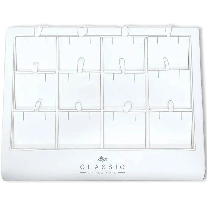 Classic Display – Earring or Pendant White Leatherette Material, 12 Slots | DSP-012