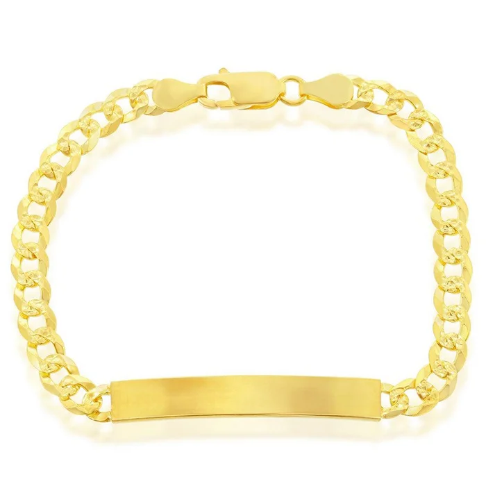 Classic Men’s Bracelet – Gold Plated Sterling 5mm Pave Curb Chain ID | S-5124-GP
