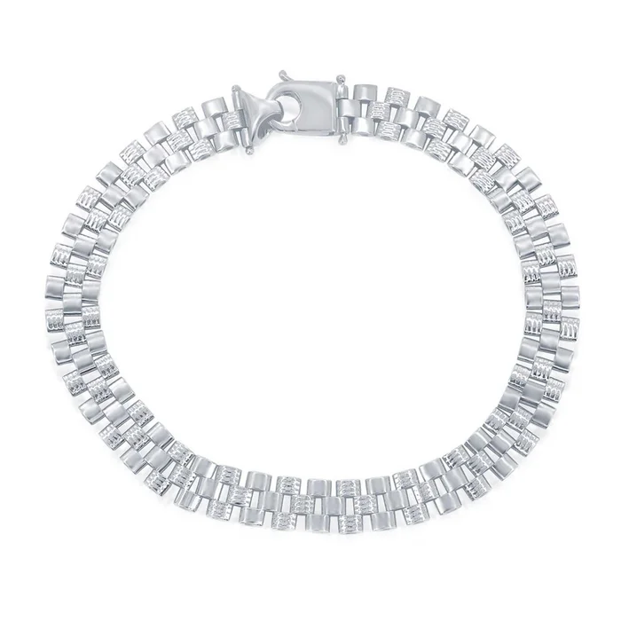 Classic Men’s Bracelet – Sterling Silver Panther Link Design Lobster Clasp | S-5135