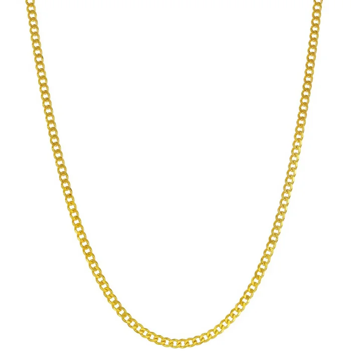Classic Unisex Chain – Gold Plated Sterling Silver 2mm Curb Style, 16 Inch | Q-5732-16