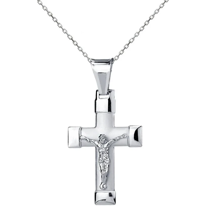 Classic Unisex Pendant with Chain – Sterling Silver Cross Shape Lobster Clasp | J-2091