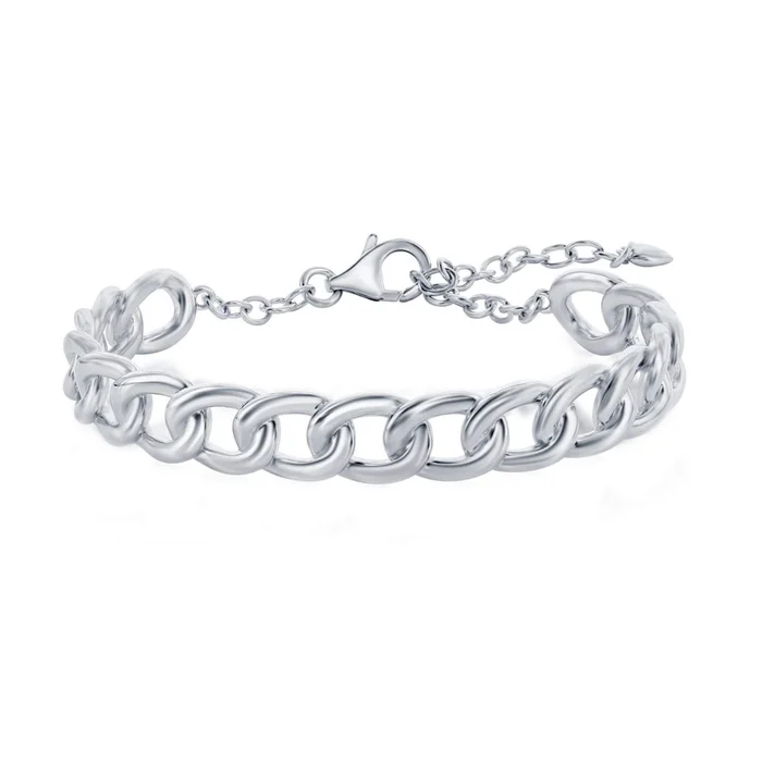 Classic Women’s Bracelet – Sterling Silver 9mm Cuban Chain Lobster Clasp | S-5143