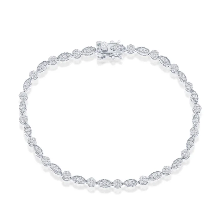 Classic Women’s Bracelet – Sterling Silver Round and Marquise CZ Tennis | T-7905