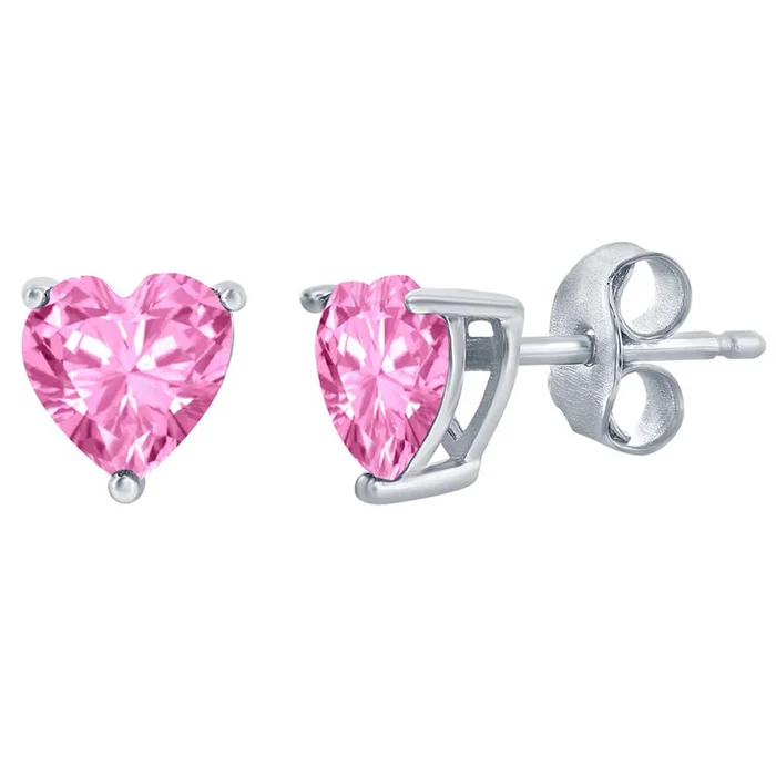 Classic Women’s Earrings – Silver 6mm Rose “October” Heart Perciosa Crystal | D-8426