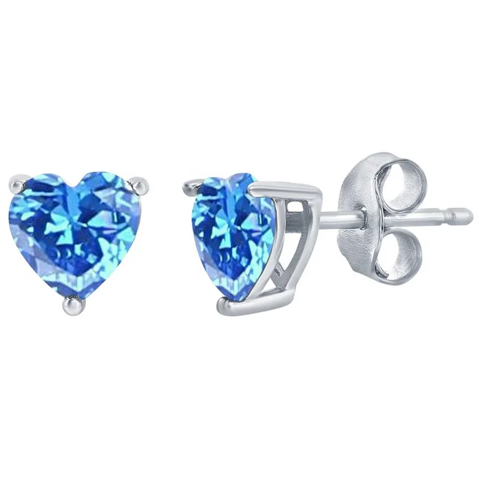Classic Women’s Earrings – SS Blue Topaz “December” Heart Perciosa Crystal | D-8428
