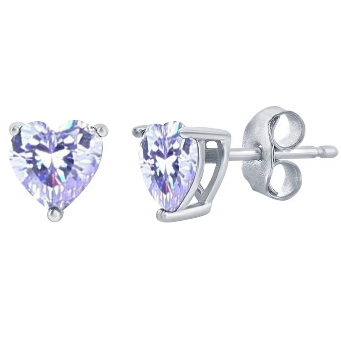 Classic Women’s Earrings – SS Light Amethyst “June” Heart Perciosa Crystal | D-8422