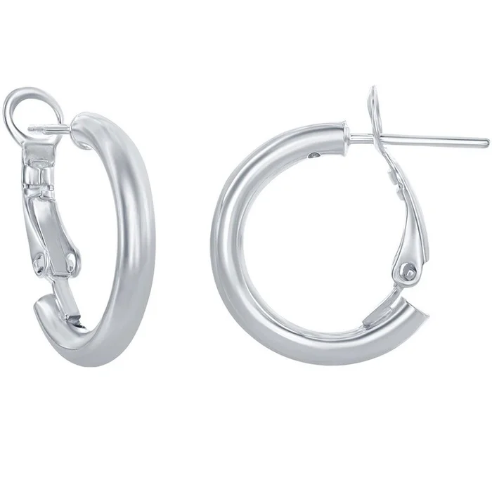 Classic Women’s Earrings – Sterling Silver 20x4mm Hoop French Wire Closure | A-1375