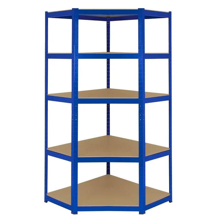 Corner Shelves Garage Racking / 90cm x 45cm x 180cm Racking Storage Unit / 5 Shelves MDF & Steel / 1325kg capacity / 265kg per shelf