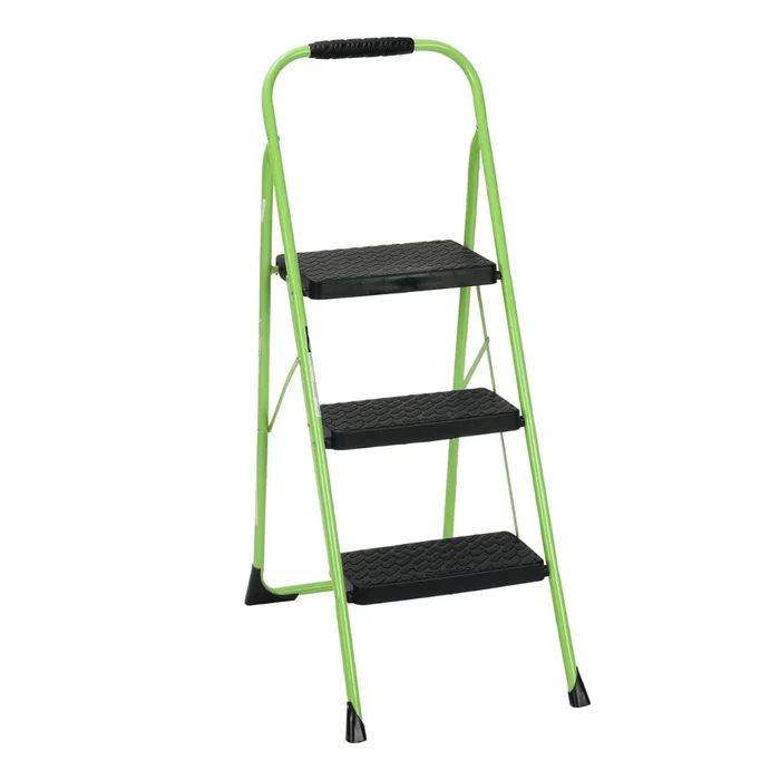Cosco 11408GNF1E, Green Three Big Folding Step Stool with Rubber Hand Grip
