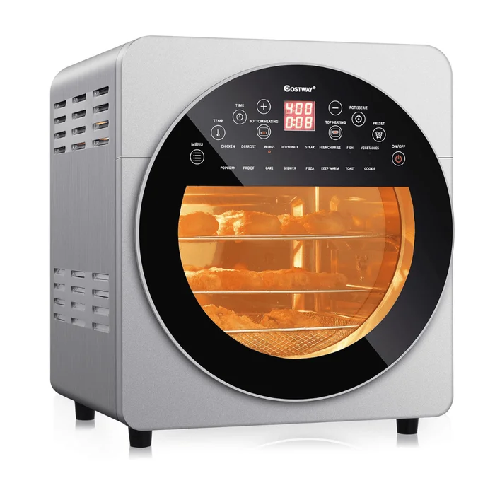 Costway 16-in-1 Air Fryer 15.5 qt Toaster Rotisserie Dehydrator Oven – Silver