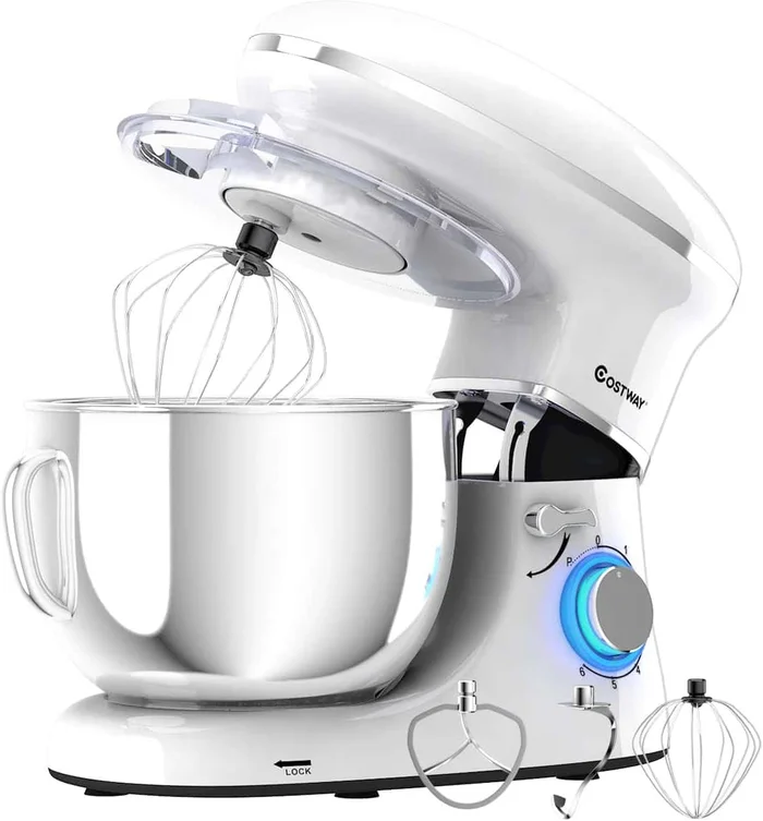 Costway 6.3 Quart Tilt-Head Food Stand Mixer 6 Speed 660W – White