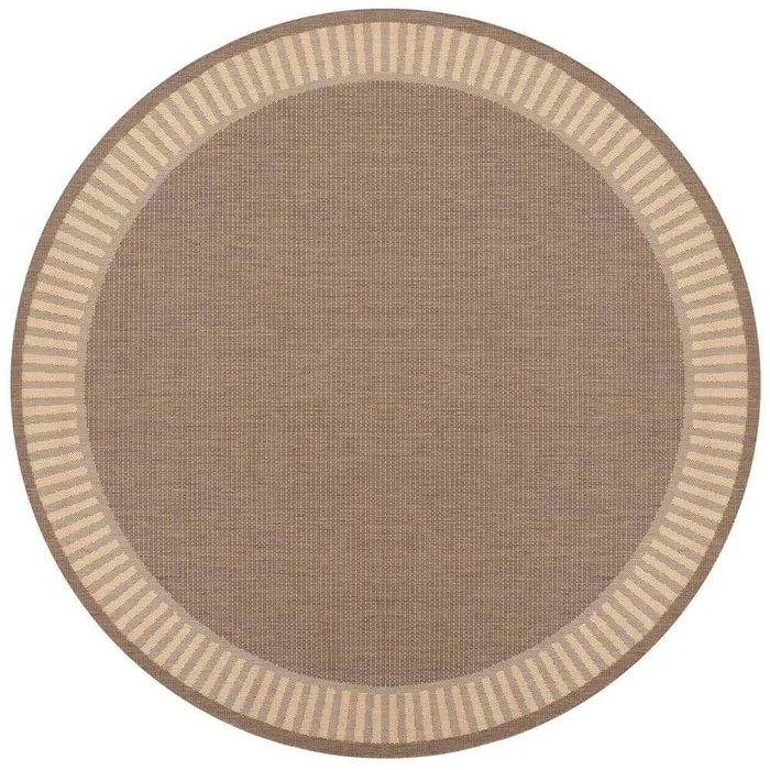 Couristan Recife Wicker Stitch Cocoa-Natural 9 ft. x 9 ft. Round Indoor/Outdoor Area Rug