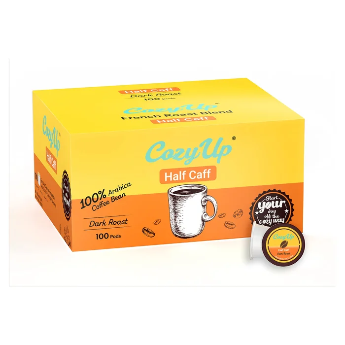 Cozy Up 100-Count Half Caff Breakfast Blend Dark Roast Single-Serve Coffee Pods Compatible With Keurig K-Cup Brewers