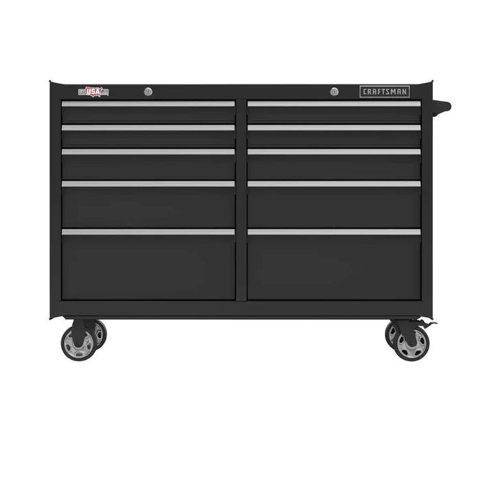CRAFTSMAN CMST98273BK 2000 Series 52-in W x 37.5-in H 10-Drawer Steel Rolling Tool Cabinet (Black)