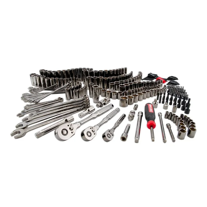 CRAFTSMAN OVERDRIVE 284-Piece Standard (SAE) and Metric Gunmetal Chrome Mechanics Tool Set with Hard Case