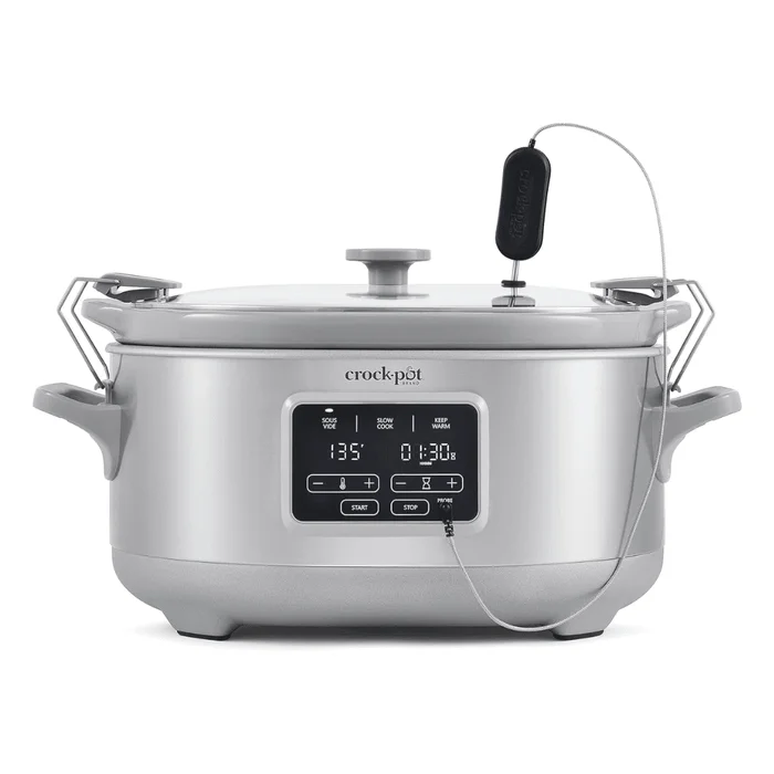 Crockpot 7-Quart Cook & Carry Slow Cooker with Sous Vide,Programmable, Stainless Steel