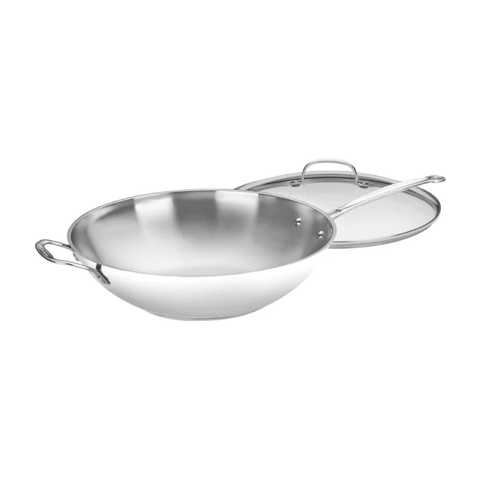 Cuisinart 14-Inch Stir-Fry Pan, Helper Handle and Glass Cover, Chef’s Classic Stainless Steel, 726-38H