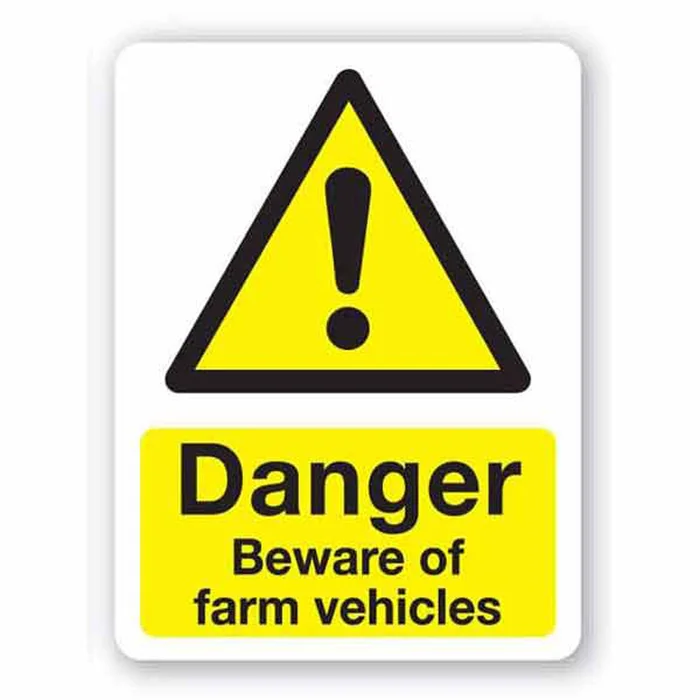 Danger Beware of Farm Vehicles sign