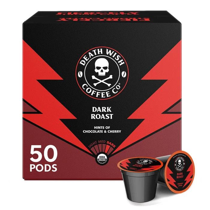 Death Wish Coffee – Dark Roast Single Serve Pods – (50 Count)