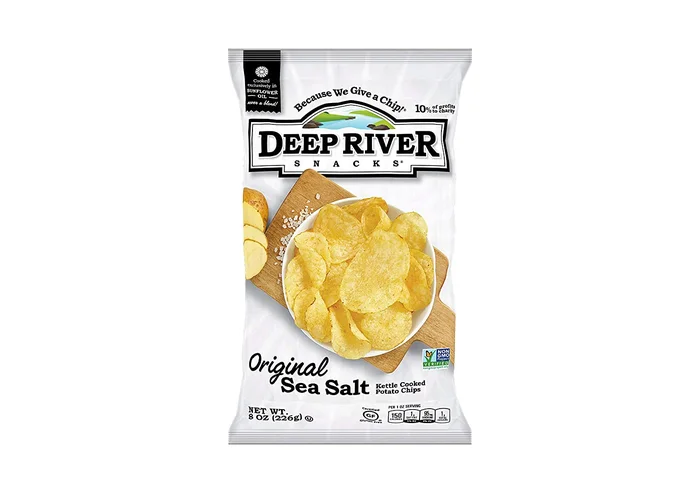 Deep River Snacks Original Sea Salt Kettle Cooked Potato Chips, Non GMO, 8 Ounce (Pack of 12)