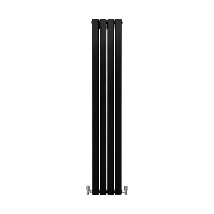 Designer Radiators 160 x 28cm Flat Panel Modern Central Heating Matt Black Vertical Column Double Panel Wall Mounted Slimline Kitchen Living Room Bathroom Commercial Cleaning Brush & Fixing Kit