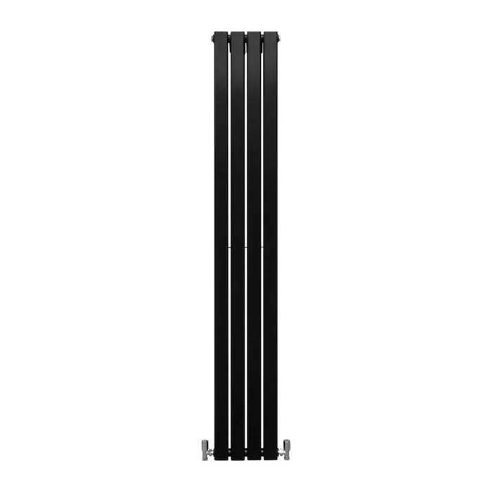 Designer Radiators 180 x 28cm Flat Panel Modern Central Heating Matt Black Vertical Column Double Panel Wall Mounted Slimline Kitchen Living Room Bathroom Commercial Cleaning Brush & Fixing Kit