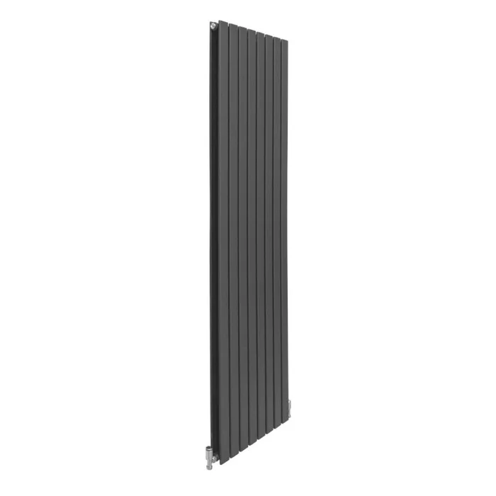 Designer Radiators 180 x 56cm Flat Panel Modern Central Heating Anthracite Grey Vertical Column Double Panel Wall Mounted Slimline Kitchen Living Room Bathroom Commercial Cleaning Brush & Fixing Kit