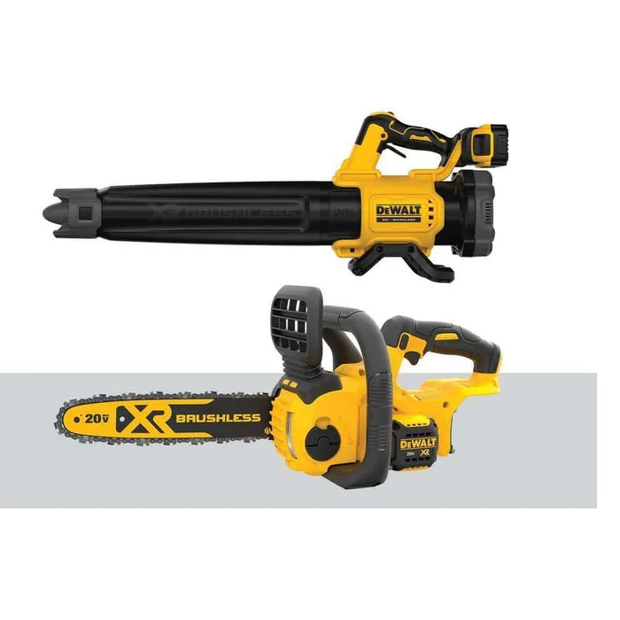 DEWALT 20V MAX 125 MPH 450 CFM Brushless Cordless Battery Powered Handheld Leaf Blower Kit & Cordless Chainsaw (Tool Only)