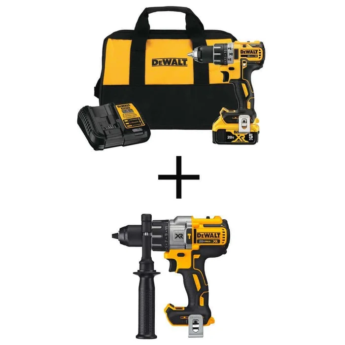 DEWALT DCD791P1W996 20V MAX XR Cordless Brushless 1/2 in. Drill/Driver Kit and 20V 1/2 in. Brushless Hammer Drill