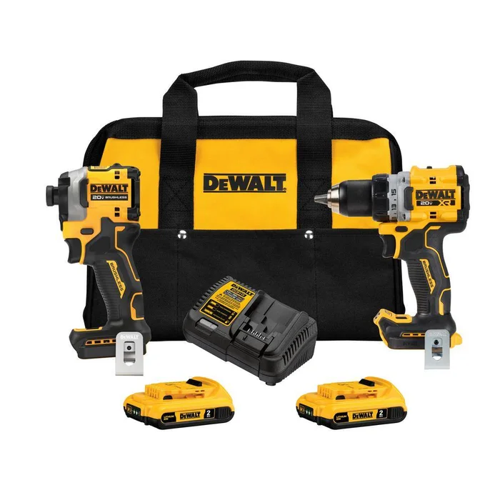 DEWALT DCK2051D2 20V MAX XR Cordless Drill/Driver, ATOMIC Impact Driver 2 Tool Combo Kit, (2) 2.0Ah Batteries, Charger, and Bag
