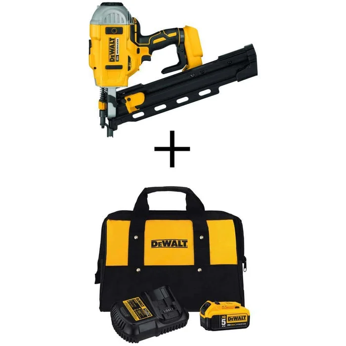 DEWALT DCN21PLBW205CK 20V MAX XR Lithium-Ion 21-Degree Cordless Framing Nailer with 5.0Ah Battery Pack and Charger