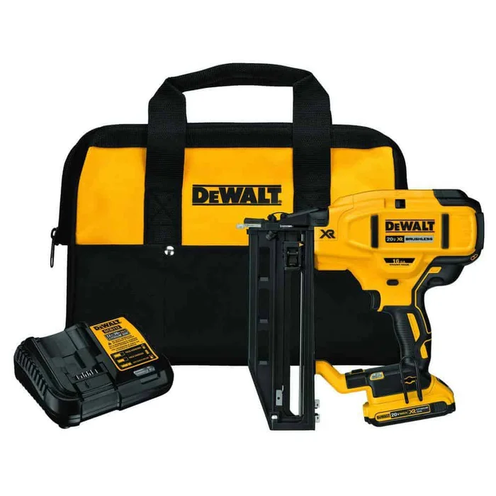 DEWALT DCN662D1 20V MAX XR Lithium-Ion 16-Gauge Cordless Finish Nailer Kit with 2.0Ah Battery, Charger and Kit Bag