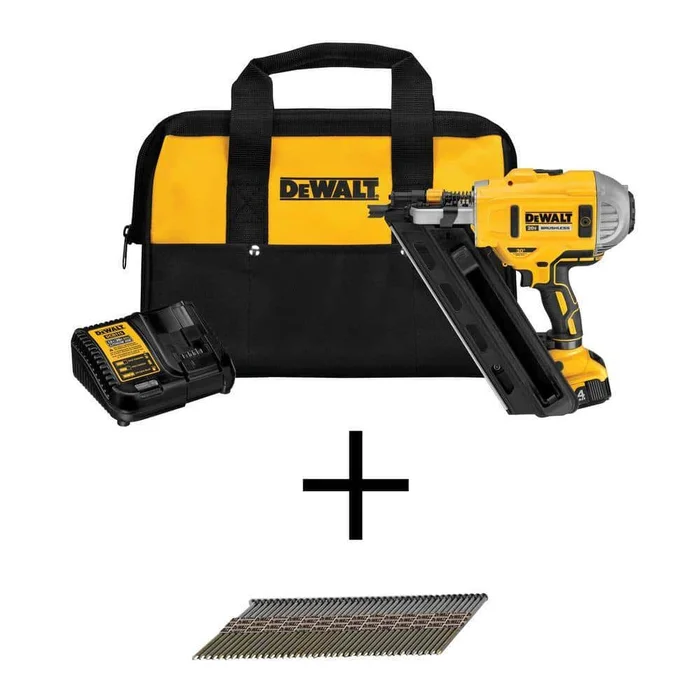DEWALT DCN692M1W131FH 20V MAX XR Lithium-Ion Cordless Brushless 2-Speed 30° Paper Collated Framing Nailer Kit and 3-1/4 in. Nails (2500-Pcs)