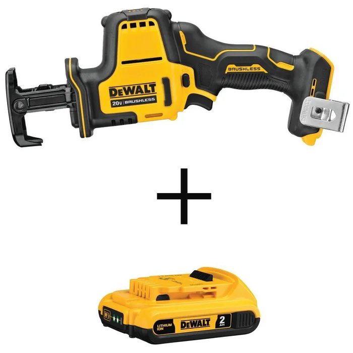 DEWALT DCS369BW203 ATOMIC 20V MAX Cordless Brushless Compact Reciprocating Saw and (1) 20V MAX Compact Lithium-Ion 2.0Ah Battery