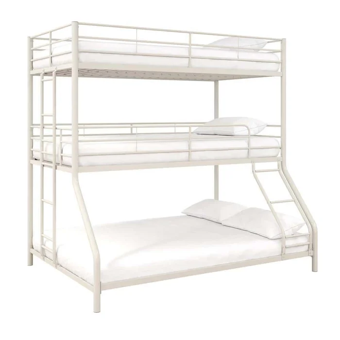 DHP Cormac White Metal Twin/Full Triple Bunk Bed