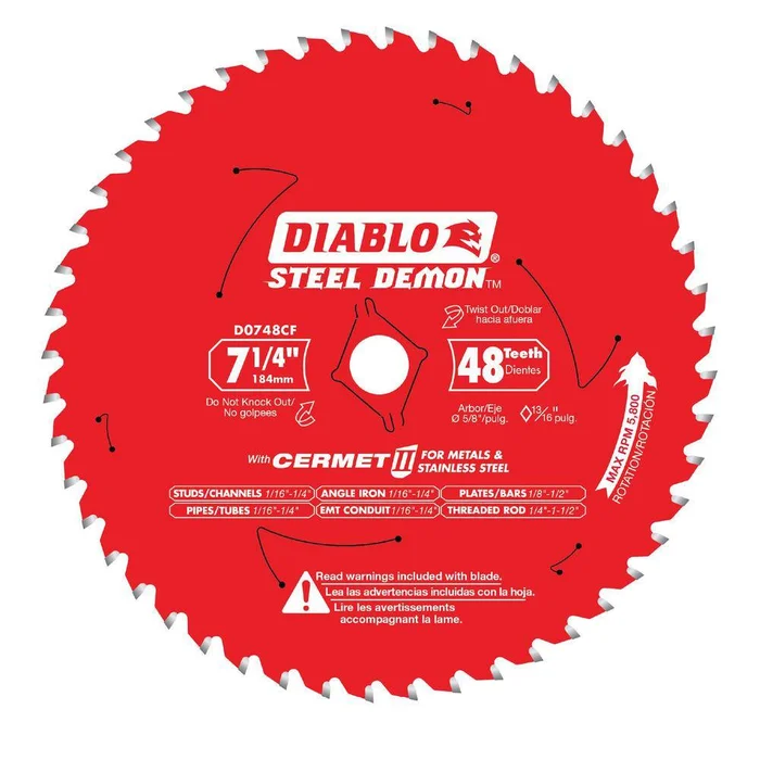 DIABLO 7-1/4in. x 48-Teeth Steel Demon Cermet II Saw Blade for Medium Metal