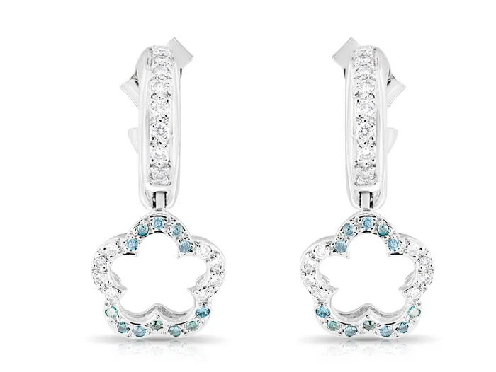 Diamond Flower Hoop Earrings