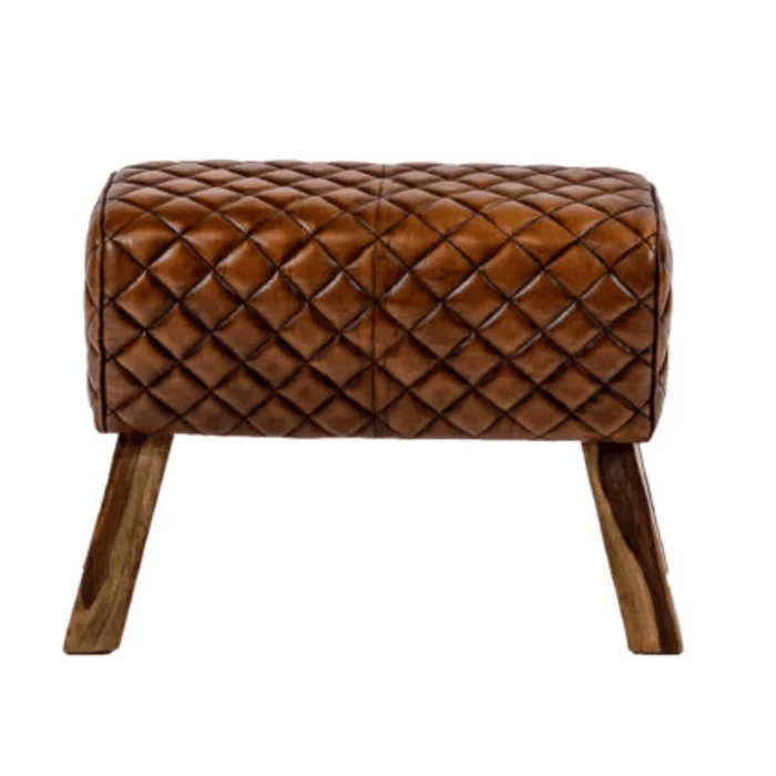 Diamond Stitch Medium Leather Stool